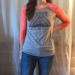 Rock & Roll Cowgirl Coral Baseball Tee